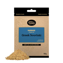 Load image into Gallery viewer, packed with care spice works all in one sauce mix and marinades greek souvlaki package spices quality